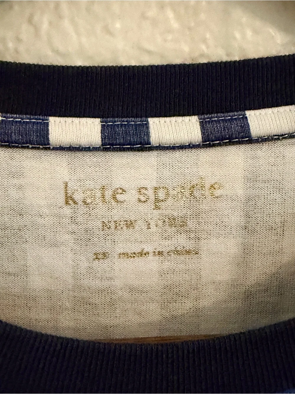 kate spade Navy and White Gingham Ruffle Sleeve Peplum Top